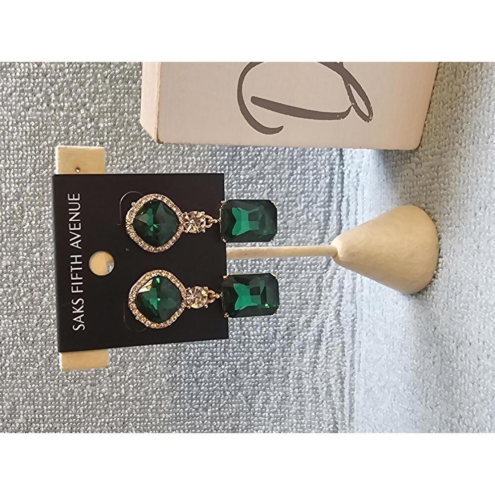 Saks Fifth Avenue Green Crystal Earrings